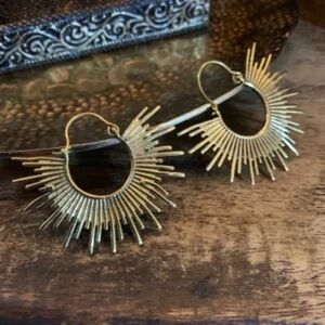 Boho Brass Handmade Sunburst Earrings